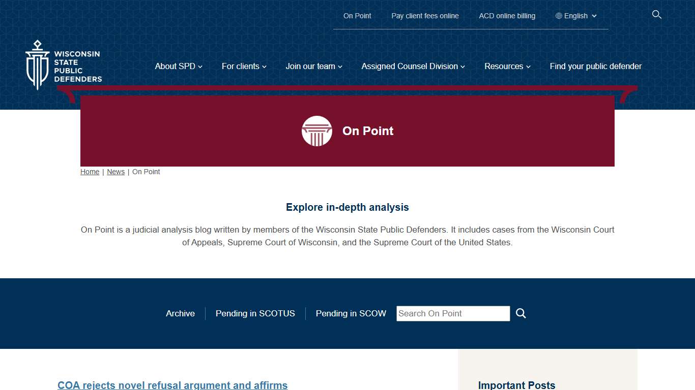 On Point - Wisconsin State Public Defenders Office